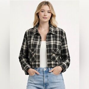 NWT! Luck Brand Plaid Cropped Jacket